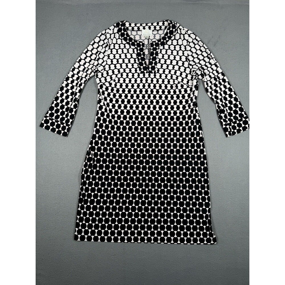 Donna Morgan Geometric Print Split Neck Dress Size 8.   #0054